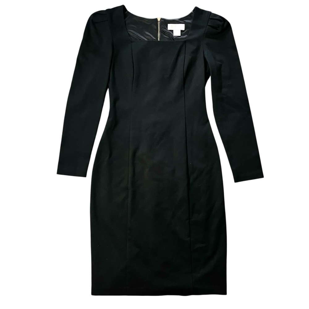 Rachel Parcell Black Long Sleeve Square Neck Ponte Dress